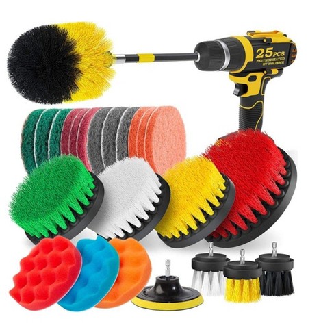 5 Pack Drill Brush Attachments Set Power Scrubber Cleaning Brush Bathroom  Scrub Brushes Corners Cleaning Brush kit with Extend Long Attachment for  Grout, Floor, Tub, Shower, Tile, Kitchen 