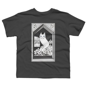 Boy's Design By Humans Ghost cat the Keeper of the Crypt By runcatrun T-Shirt - 1 of 2