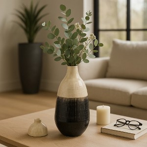 Decorative Two Tone Ceramic Jar with Lid for Living Room Decor - Home Decor Accent for Office Spaces, Coffee Table, and Bedroom Decor - 1 of 4