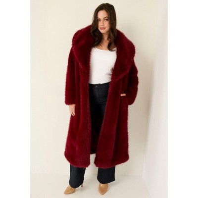 June + Vie by Roaman's Shaggy Faux Fur Coat