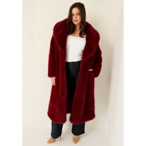 June + Vie by Roaman's Shaggy Faux Fur Coat - 1 of 4