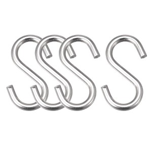 Unique Bargains Stainless Steel Kitchen Garden Bathroom S-shaped Hooks Silver 4 Pcs - 1 of 4