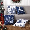 Christmas Pillow Covers Set of 4 Velvet Holiday Decor with Snowflakes Trees Deer Patterns, 18x18 Inch - 2 of 4