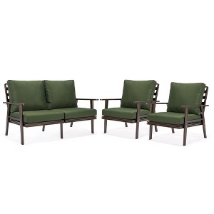 Leisuremod Walbrooke Modern 3 Piece Patio Set with Brown Aluminum Frame - 1 of 4