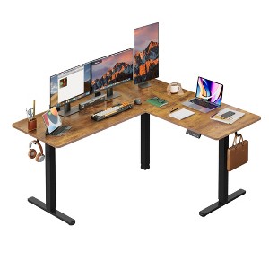 GALAXHERO L-Shaped Standing Desk, 63x55 Inch Dual Motor Electric Corner Desk with Splice Board, Adjustable Height Sit Stand Up Desk - 1 of 4
