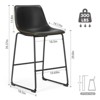 30" Armless Industrial Faux Leather Barstools with Metal Legs and Footrest, Dining Chairs for Home Office Kitchen Island, Black - 2 of 4