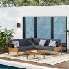 GDFStudio Bianca Outdoor Acacia Wood 5 Seater Sectional Chat Set with Cushions, Teak/Dark Gray - 2 of 4