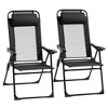 NicBex Folding Patio Lounge Chairs Set of 2, Outdoor Chair with Adjustable Sling Back & Removable Headrest, for Garden, Backyard, Lawn - 2 of 4