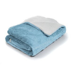 Yorkshire Home Fleece Blanket with Sherpa Backing - Blue (Twin)