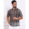 INSPIRE CHIC Men's Striped Retro Short Sleeve Button Down See Through Shirts - 4 of 4
