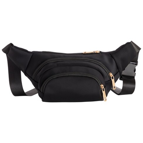 Zodaca Plus Size Black Fanny Pack, Crossbody Bag With Adjustable