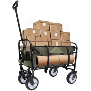 RISOKEYS Outdoor Collapsible Wagon Cart with 3-Piece Waterproof Liners and All-Terrain 360° Wheels,Foldable Utility Cart for Beach,Camping - 1 of 4