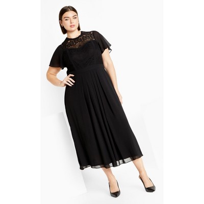 Women's Plus Size Lace Niki Dress - black | CITY CHIC