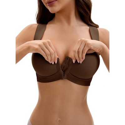 INSPIRE CHIC Women's Front Closure Push Up Wirefree Wide Straps U Back Tank Bras