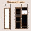 Costway Wall Mounted Jewelry Cabinet Door Hanging Jewelry Armoire with Full-Length Mirror Rustic Brown/Pink/White/Black/Brown - 3 of 4