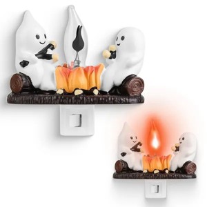 Racxily 2Pcs Ghost Campfire Flickering Flame Night Light Indoor 3D Funny Halloween Nightlight Decoration Bedroom Night Light Halloween - 1 of 4