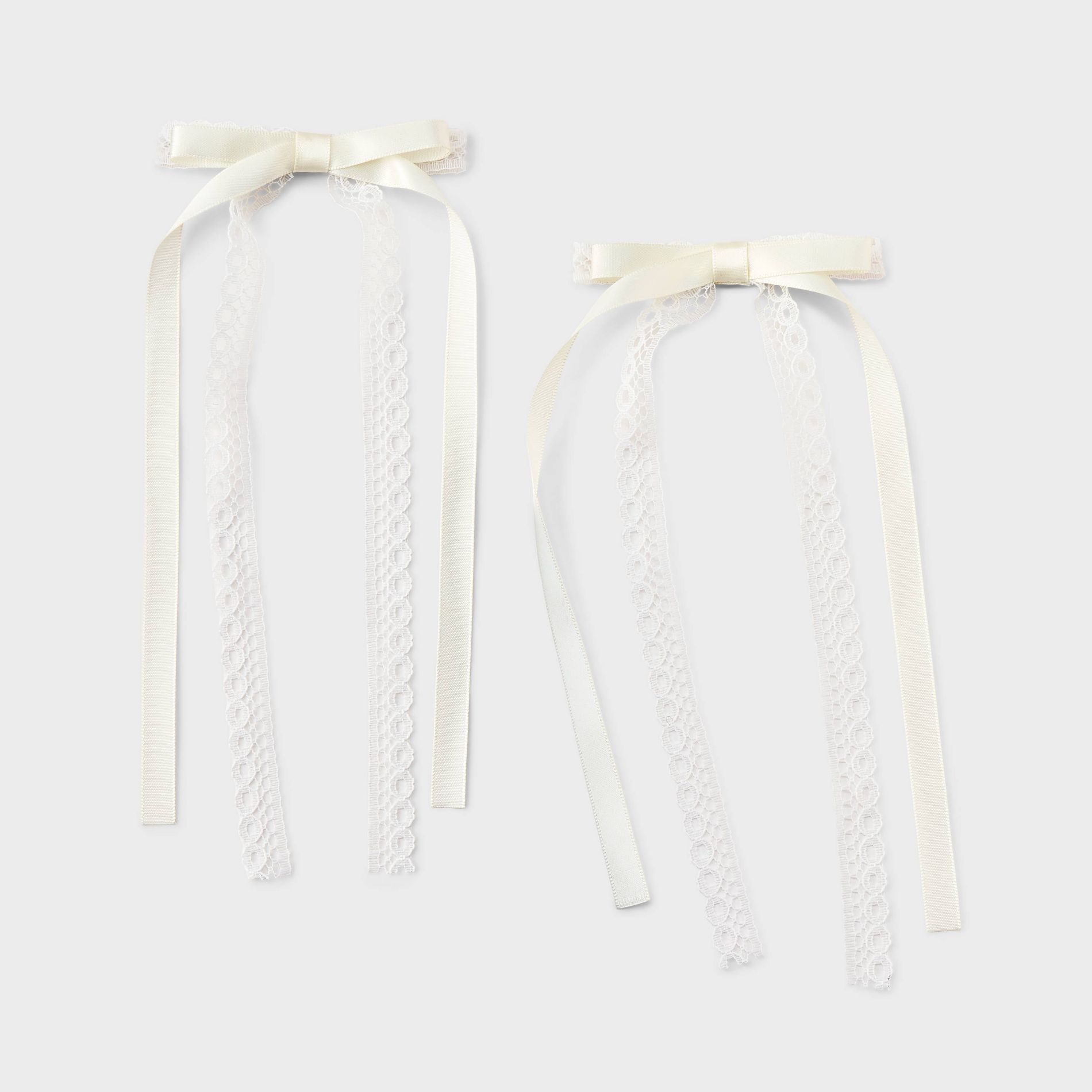 Girls' Lace Bow Hair Barrette 2pc White/Cream - art class™