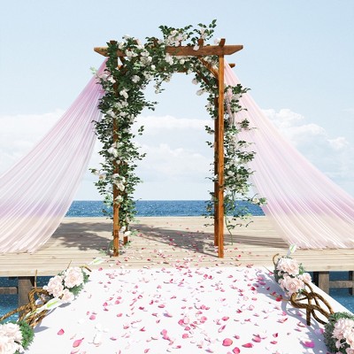 Natural Fir Wood Garden Arbor Arch Trellis with Pergola Roof