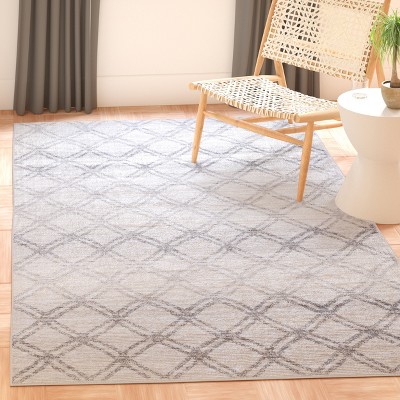Chic Gray Geometric Tufted Rectangular Area Rug