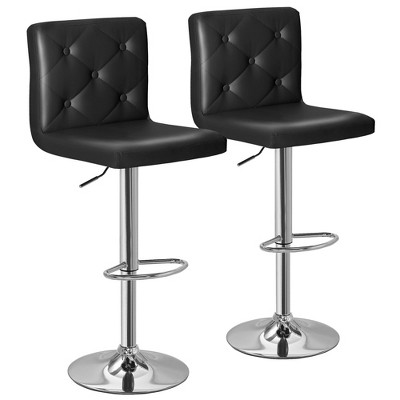 VECELO Set of 2 PU Leather Adjustable Bar Stools, Swivel Counter Chairs with Back