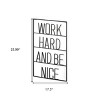 HomeRoots 17" X 26" Black Work Hard and Be Nice Metal Wall Decor - 3 of 4