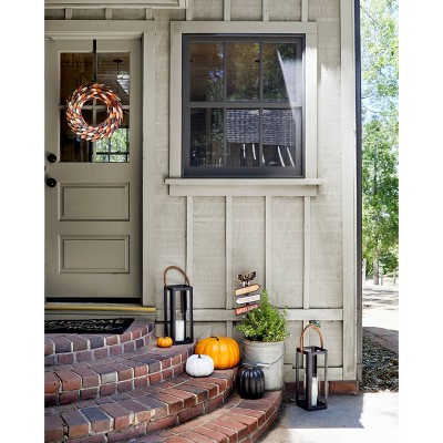 Back Door Décor with Pumpkins and Lanterns Collection style by Emily Henderson 