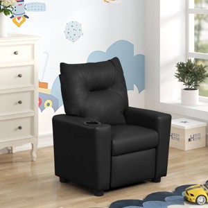 INFURNIC Sofas Kids Recliner Chair with Cup Holder for Living Room or Playroom, Black, 20.5"*23"*28" - 1 of 4
