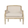 35'' Upholstered Fabric French Country Inspired Club Chair with Intricately Carved Accents, Weathered Finish and Rubberwood Frame - 2 of 4