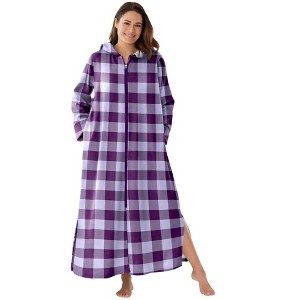 Dreams & Co. Long Hooded Fleece Sweatshirt Robe - 1 of 4