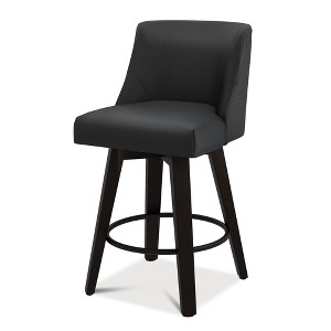 Dyonery Single Swivel Bar Stool with Back & Footrest, 26 Inch Counter Height Barstool for Kitchen Island - 1 of 4