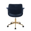 TiramisuBest Mid - Century Modern Gold Metal & Blue Velvet Office Chair, Adjustable Height & Swivel - 4 of 4