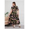 Plus Size Women's V Neck Maxi Dress Belted Waist Flowy Ankle Length Casual Elegant Party Dress - 3 of 4