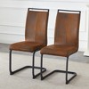 Gulches Set of 2 Vintage Brown Tech Fabric Dining Chairs - 39.3" High, 20.4" Ergonomic Backrest, 17" Deep Seat, Sturdy Metal Frame - 3 of 4