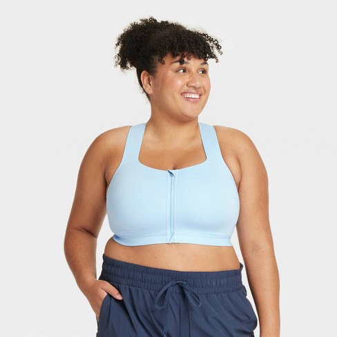 Women s Sculpt High Support Zip front Sports Bra All In Motion Light Blue 42c Target