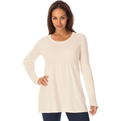 Jessica London Women's Plus Size Ribbed Baby Doll Tunic Sweater