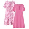 Collections Etc 2-Pack Pretty Paisley Print Short-Sleeve Henley Gown - 2 of 4