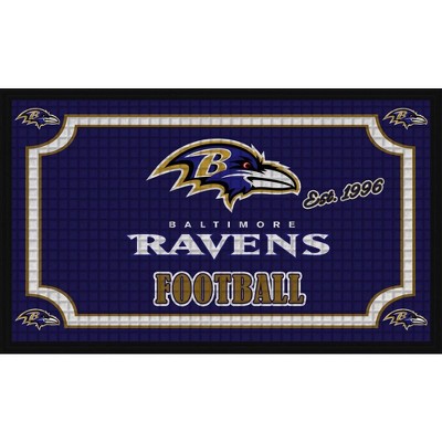 Evergreen Team Sports America NFL Baltimore Ravens Embossed Outdoor-Safe Mat - 30" W x 18" H Durable Non Slip Floormat for Football Fans