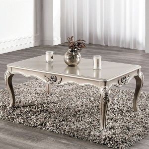 53" Traditional Coffee Table with Cabriole Legs and Carved Design for Living Room - 1 of 4