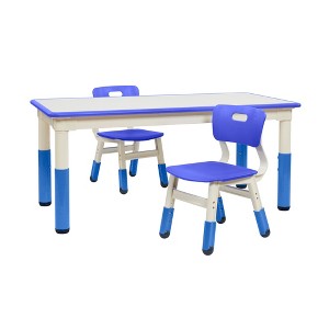 ECR4Kids Rectangle Dry-Erase Activity Table with 2 Adjustable Chairs, 3-Piece - 1 of 4