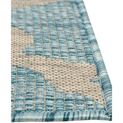 Light Aqua Rectangular Stain-Resistant Outdoor Rug 4' x 6'