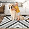 Washable 9x12 Area Rug Geometric Rug, Stain & Water Resistant Foldable Low Pile Rugs, for Bedroom Dining Room Kitchen Bathroom Office, Grey - 3 of 4