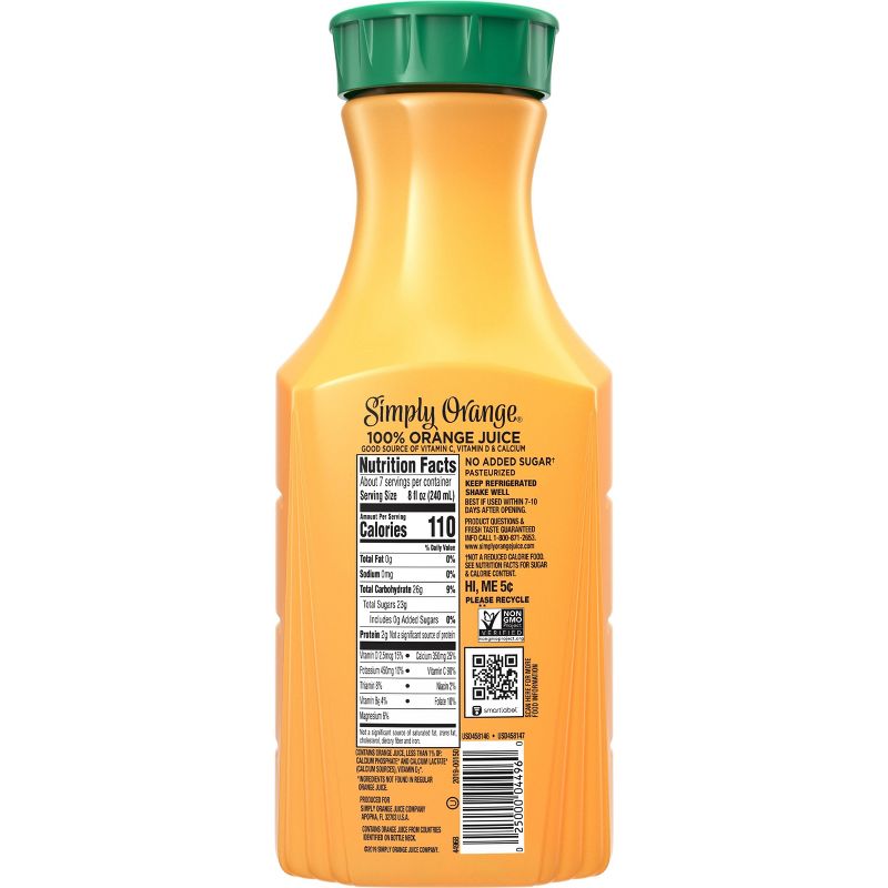 Simply Orange Pulp Free with Calcium &#38; Vitamin D Juice - 52 fl oz, 4 of 12