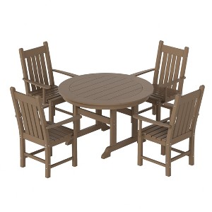 WestinTrends 5 Piece Outdoor Patio Dining Set Outdoor Round Table and Armchair Set - 1 of 2