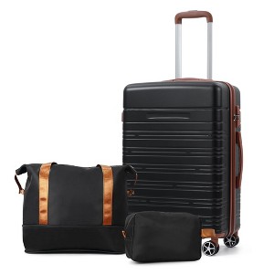 GustoWave 3 Piece Luggage Set with Carry on Bag, Suitcase Set with Duffel Bag Spinner Wheels, Hardside Carry on Suitcase Sets with TSA Lock - 1 of 4
