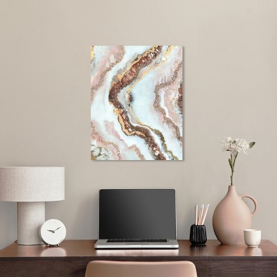 Blush and Gold Abstract Geode Canvas Wall Art, 20" x 24"