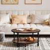 COZONY Round 2-Tier Rustic Coffee Table with Wood Top & Sturdy Roman Column Metal Legs,  Easy Assembly Living Room Center Table - 2 of 4