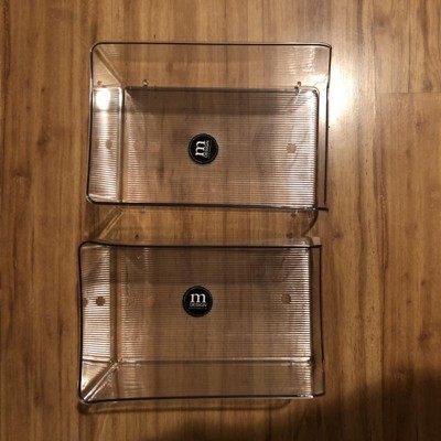 mDesign Linus Formbu Clear Plastic Stackable Storage Organizer Bin w/  Bamboo Lid Built-In Handles - 8.5 x 8.5 x 6.25, 8 Pack