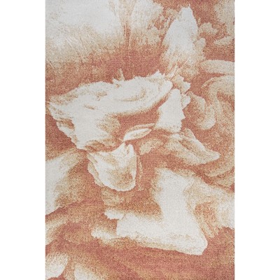 Petalo Abstract Orange and Cream Synthetic Area Rug