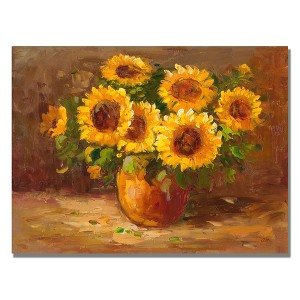 Masters Fine Art 'Sunflowers Still Life' Floating Brushed Aluminum Art - 1 of 2