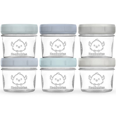 6pk Prep Baby Food Storage Containers, 4 oz Leak-Proof, BPA Free Glass Baby Food Jars for Feeding